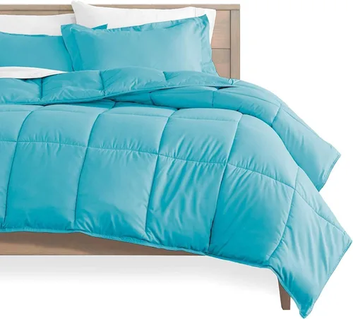 Vista 2 de Lujosa serie 800 – Juego de edredón de 3 piezas 100% algodón egipcio de 10.58 oz/m² – [1 edredón y 2 fundas de almohada] – Individual, color azul