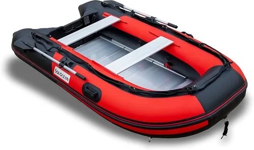 Vista 4 de Balsa inflable de 10.5 pies para pesca en bote pontón bote Kayak con piso de aluminio