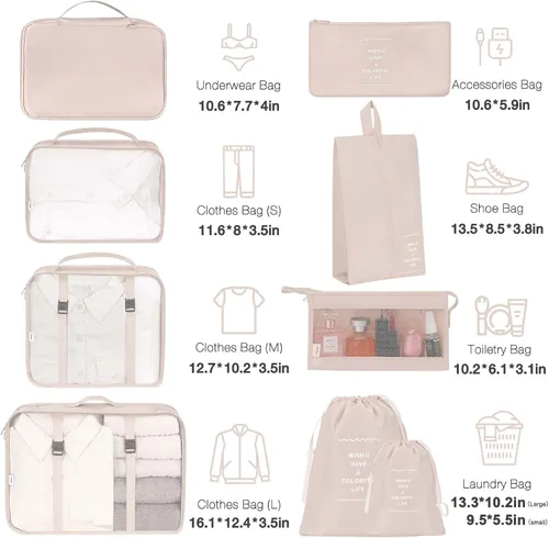 Vista 2 de Cubos de embalaje para maletas, cubos de embalaje con bolsa de zapatos, bolsa de cosméticos, bolsa de ropa, bolsas de accesorios, cubos de embalaje