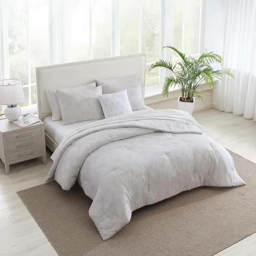 Vista 2 de Tommy Bahama - Juego de ropa de cama de 8 piezas, edredón de algodón y sábanas con funda de almohada, juego de ropa de cama de inspiración tropical