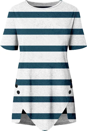Vista 2 de Blouses for Women,Short Sleeve Shirts for Womens Plus Size Tops Casual Summer Clothes Asymmetrical Tunic Blouses