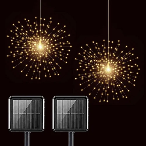 Vista 9 de PXBNIUYA 200 luces LED de esfera colgantes, luces de estallido estelar a pilas, 8 modos de control remoto regulable, alambre de cobre impermeable