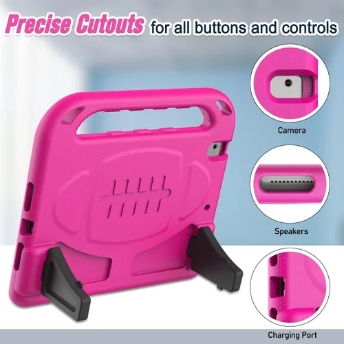 Vista 4 de LTROP Funda para iPad 6ª/5ª generación y iPad Air 2 – 9.7 pulgadas con mango para niños con protector de pantalla, color rosa