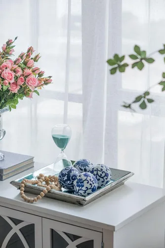 Vista 7 de A&B Home - Orbes decorativos azules y blancos de 4 pulgadas para jarrón de tazón, decoración de centro de mesa, juego de 4 bolas de esfera