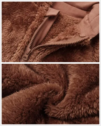 Vista 4 de Traje de nieve para bebé, con orejas de oso, overol con capucha y cremallera, abrigo de invierno