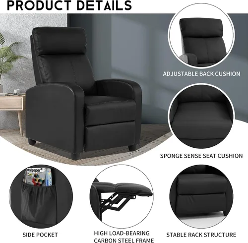 Vista 3 de Silla de masaje eléctrica, sillón reclinable para sala de estar, sillón reclinable de masaje, silla de masaje de cuero ajustable con control remoto