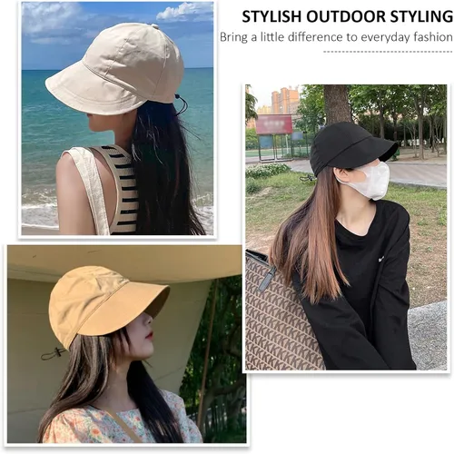 Vista 7 de Sombreros de sol para mujer, sombrero de sol de playa de verano para mujer, visera ancha Fedora gorra UPF50+