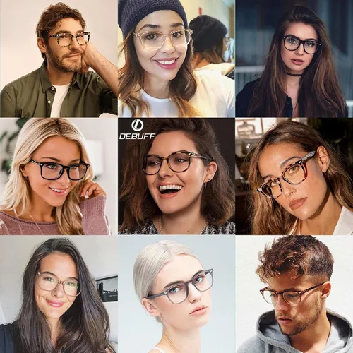 Vista 6 de DeBuff Square Clear Lens Gafas Nerd Mujeres Mens sin receta Gafas Marcos