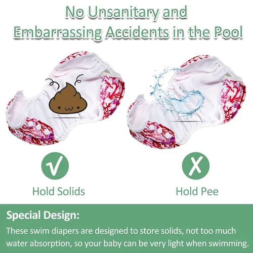 Vista 5 de wegreeco Pañal de natación reutilizable ajustable para bebés y niños pequeños (coral, grande, paquete de 3)