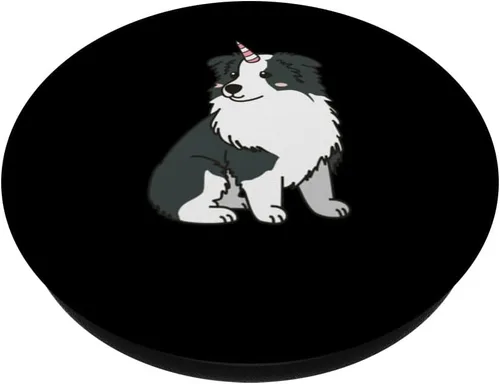 Vista 2 de Unicorn Border Collie PopSockets PopGrip intercambiable