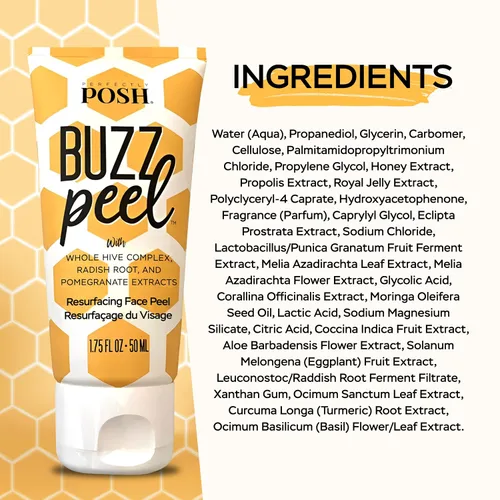 Vista 2 de Perfectly Posh Buzz Peel - Pelaje facial rejuvenecedor Contains Glycolic Acid, Lactic Acid, and Whole Hive Complex, Resurfacing Face Peel for