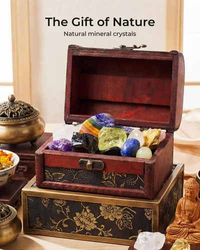 Vista 3 de Cristales y piedras curativas, juego de 21 piezas de cristales curativos, juego de 7 piedras de cristal de chakras, pirámide de selenita cruda