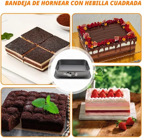 Vista 7 de Molde desmontable rectangular, 9.6 x 5.6 x 2.1 pulgadas, molde rectangular para tartas con parte inferior extraíble, bandejas rectangulares