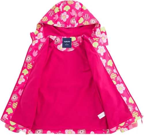 Vista 3 de M2C Chaqueta ligera y resistente al viento con forro polar floral para niñas con capucha