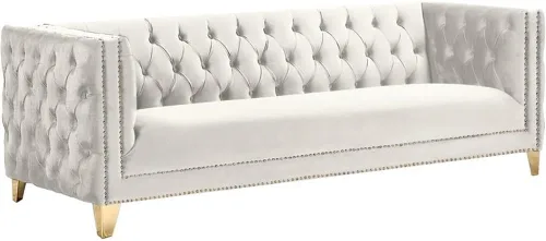 Vista 11 de Pemberly Row Sofá moderno de terciopelo, 90 pulgadas de ancho x 34 pulgadas de profundidad x 30 pulgadas de alto, acabado negro, capitoné de botón