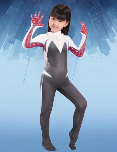 Vista 7 de ToBunm Disfraz de araña para cosplay, overol de superhéroe con capa para niños, Halloween