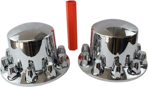 Vista 10 de MRJLK Juego completo de cubiertas de eje ABS cromadas con tapas de cubo estándar y tapas de tuerca atornilladas de 33mm (1.30 in) para 2 delanteros