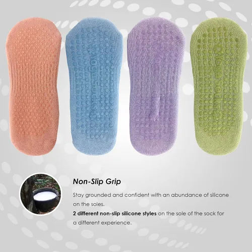 Vista 2 de Women Non Slip Grip Ankle Socks with Anti-Skid Soles Cushioned for Yoga, Pilates, Barre,Hospital, Home, Walking
