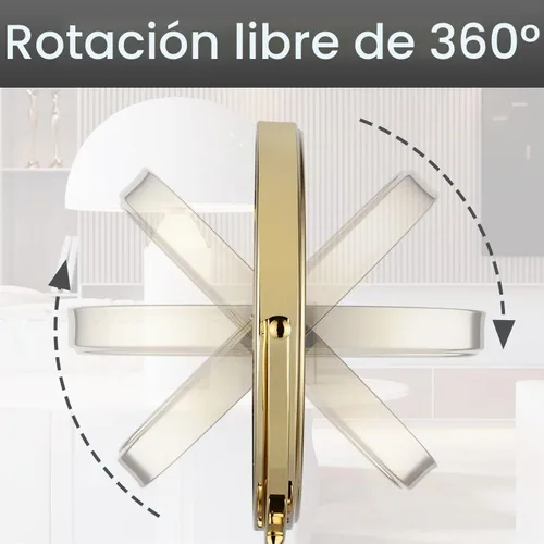 Vista 4 de DOWRY Espejo de tocador giratorio de dos caras de mesa de 8 pulgadas con aumento 7X acabado dorado 2202J (7X)