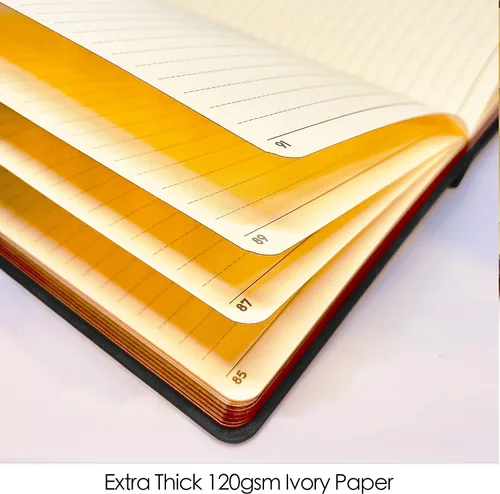 Vista 3 de LeStallion Bonito cuaderno negro a rayas, diario de piel sintética de tapa suave, papel de escritura de alta calidad de 120 GSM, 200 páginas