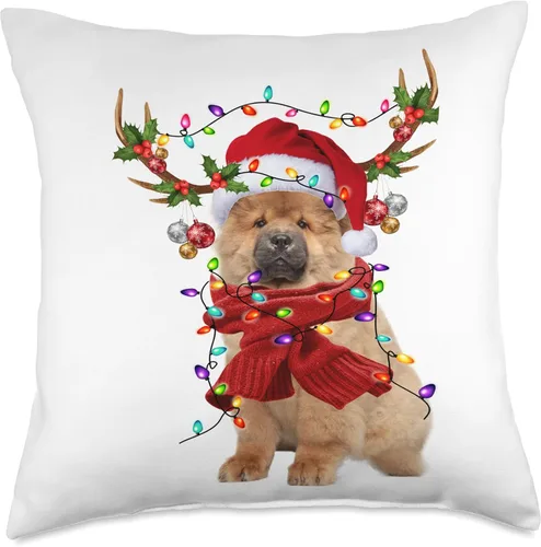 Vista 4 de Chow Chow Dog Christmas Light Gifts Co Santa Chow Dog Reindeer Christmas Lights - Almohada de 16 x 16 pulgadas, multicolor