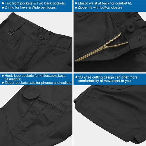Vista 8 de Jessie Kidden Pantalones cortos tácticos para hombre, elásticos, para exteriores, resistentes al desgaste, rasgaduras, parada, trabajo, senderismo