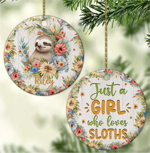 Vista 20 de Hyturtle Adorno de Navidad personalizado para los amantes de los osos, adorno de cerámica con nombre personalizado de Just A Girl Who Loves Bears
