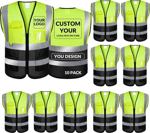 Vista 37 de BeautyWill Chaleco de seguridad personalizado con logotipo Clase 2 Chaleco reflectante de alta visibilidad Chaleco de trabajo protector