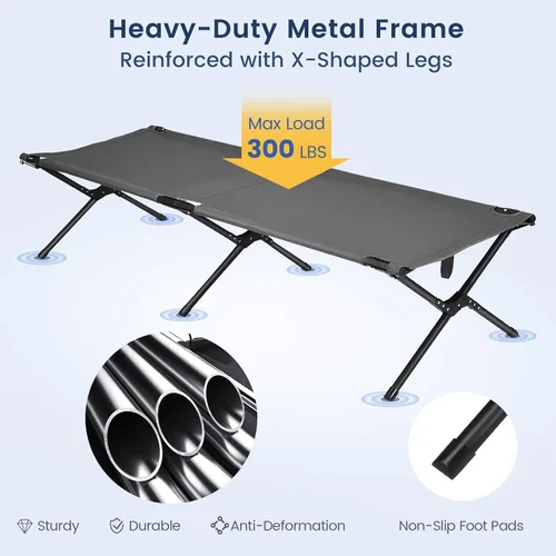 Vista 6 de Goplus Catre plegable para acampar con bolsa de transporte, cama de dormir portátil y ligera para exteriores para adultos y niños, capacidad