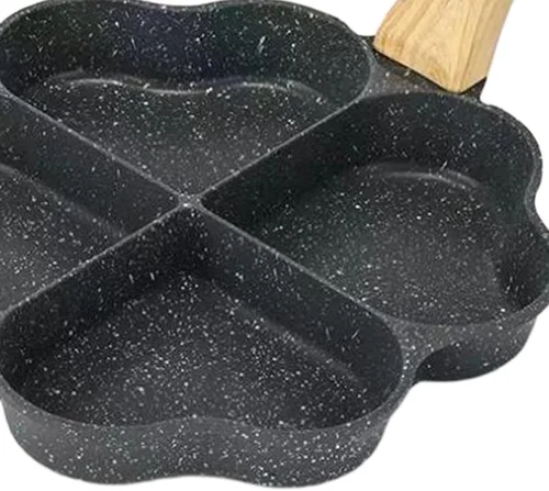 Vista 3 de KLKCMS Sartén frita para huevos, mini cacerola para panqueques, utensilios de cocina, parrilla dividida, sartén resistente al calor, sartén