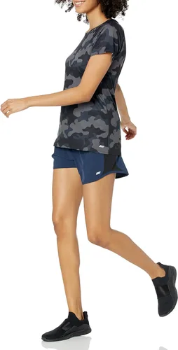 Vista 5 de Tienda Essentials Camiseta Tech Stretch de manga casquillo para mujer, paquete de 2