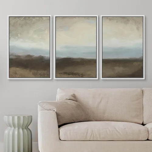 Vista 381 de wall26 Lienzo enmarcado para pared, juego de arte de acuarela pastel, paisaje rural, ilustraciones con formas abstractas, arte moderno, decorativo
