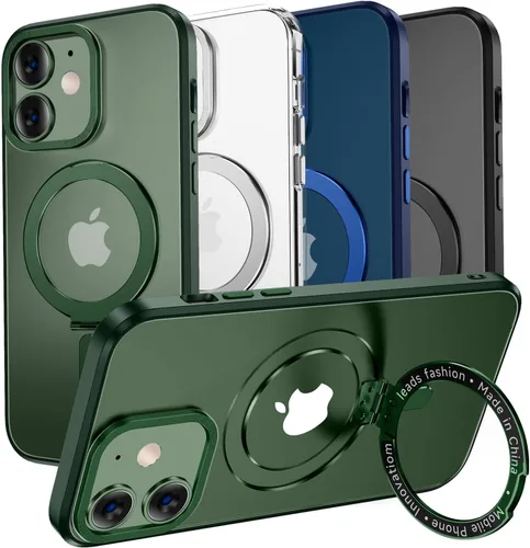 Vista 9 de MAGIC JOHN Funda para iPhone 11 [compatible con Magsafe] [con soporte de metal magnético] [a prueba de golpes de grado militar] Negro