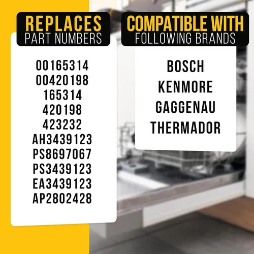 Vista 7 de PartsBroz 165314 - Repuesto de estante inferior de ruedas para lavavajillas (paquete de 4) – se adapta a ruedas Bosch para lavavajillas, parte