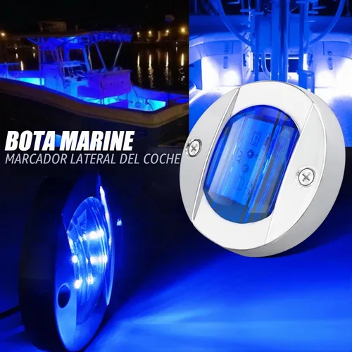 Vista 2 de ALFU 4 luces LED azules de 12 V para navegación y cortesía, luces de popa de barco y anclaje redondas impermeables para pesca nocturna y yate Azul