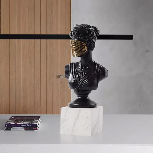 Vista 5 de Estatua china de feng shui, escultura moderna de arte enmascarado, escultura, adornos para el hogar, sala de estar, estudio, escritorio, resina