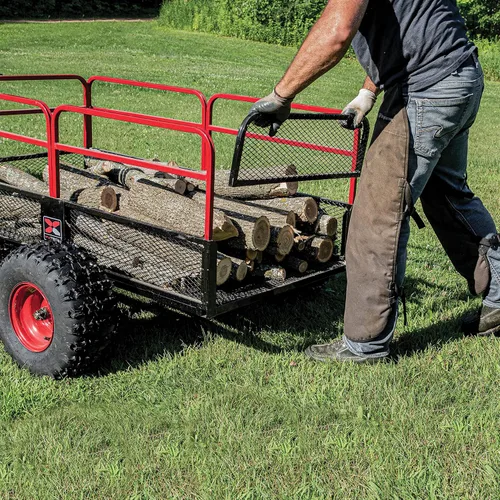 Vista 5 de Yutrax TX159 remolque utilitario para vehículos todoterreno de estilo guerrero X4 negro y rojo