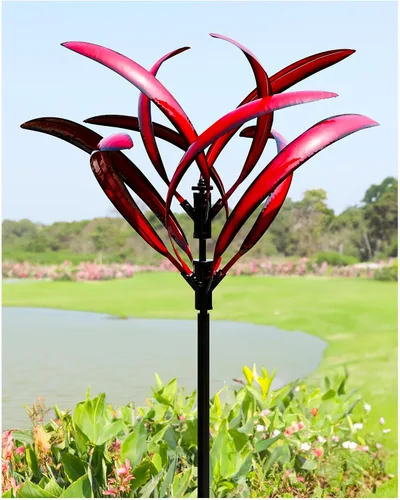 Vista 9 de Molinillos de viento para exteriores, tulipán metálico con estaca para patio y jardín, ideas de decoración al aire libre para amantes del jardín
