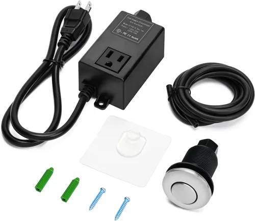 Vista 12 de Kit de interruptor de aire para eliminación de basura con botón de aire corto negro de acero inoxidable Briidea