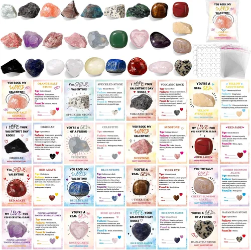 Vista 8 de JellyArch Paquete de 24 piedras de cristal natural de Navidad a granel de piedras preciosas de cristal púrpura natural de cuarzo rosa amatista