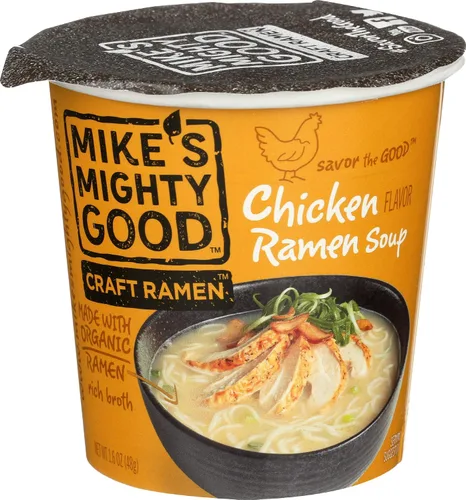 Vista 2 de Mike's Mighty Good Taza de ramen de pollo con caldo de huesos (paquete de 6) – 0.35 oz de proteína de fideos instantáneos de ramen – Fideos