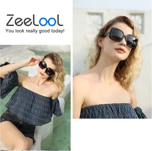 Vista 2 de Zeelool Oversized Sunglasses Women Men Ultra-light TR90 Frame Shades UV400 Trendy Sun Glasses