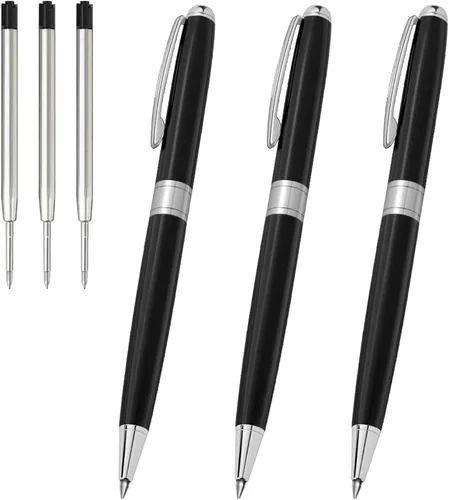 Vista 18 de Cambond Bolígrafos plateados – Bolígrafo giratorio de metal de tinta negra, punta media de 0.039 pulgadas para regalo, oficina, negocios, hombres