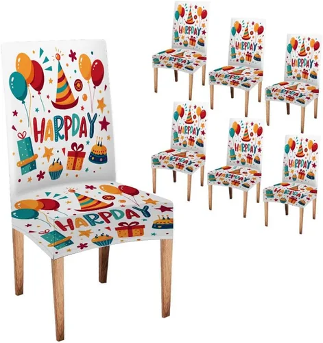 Vista 6 de CAPSCEOLL Christmas Dining Chair Covers,Snowflakes Festive Winter Pattern Stretch Chair Covers for Dining Room Set of 2 Washable Spandex Parson