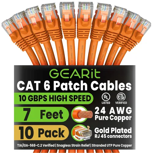 Vista 57 de GEARit Paquete de Cables Ethernet Cat 6 - Paquete de 20 Cables de Conexión Ethernet Cat6 de 1 pie Cable de Conexión de Red RJ45, Conectores