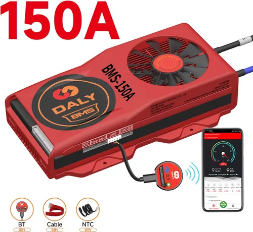 Vista 3 de DALY Smart BMS LiFePo4 15S 48V 150A PCB Sistema de gestión de batería con comunicación UART CAN 485 Módulo de monitoreo de batería Bluetooth
