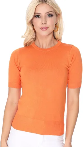 Vista 3 de YEMAK Suéter de Punto Top para Mujer – Media Manga Cuello Redondo Básico Casual Ajuste Clásico Ligero de Punto Suave Pullover Tee