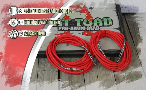 Vista 8 de Fat Toad Cables de altavoz de 25 pies de 1/4 pulgadas (serie Rojo-Flexpro), paquete de 2 cables de audio para DJ con conectores macho Jack, cable