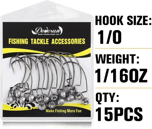 Vista 7 de Dovesun Ned Rig Jig Heads Cabeza de plantilla sin malas hierbas para pesca lubina Swimbait Jig Head Shaky Ned Rig Ganchos agua salada agua dulce