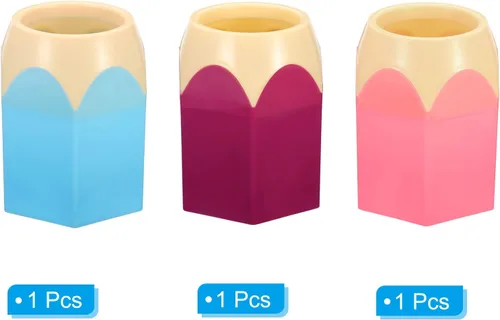 Vista 3 de PATIKIL Portalápices, paquete de 3 soportes para bolígrafos para escritorio, bonito soporte de plástico para lápices, organizador de tazas